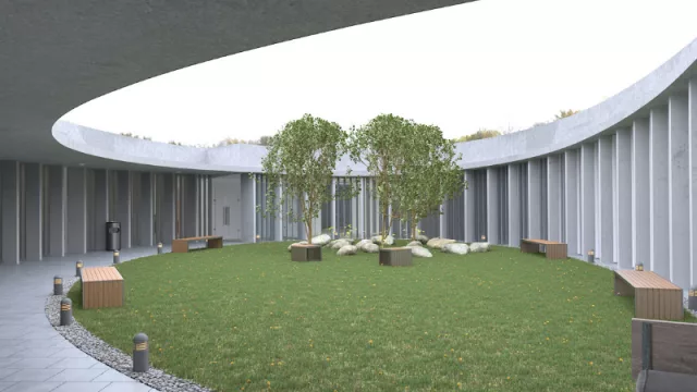 Jardín interior del Campus del Jamón