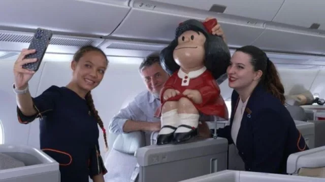 De Buenos Aires a Madrid (en vuelo directo, y a bordo de un A350): Mafalda viaja a la capital española con Iberia