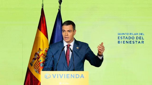 Pedro Sánchez anunciando el paquete de medidas en materia de vivienda. Foto Europa Press