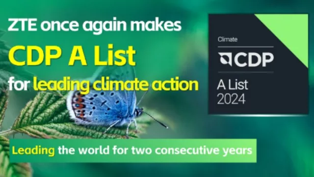 ZTE vuelve a formar parte de la prestigiosa Lista A de Carbon Disclosure Project por su liderazgo mundial en acción climática